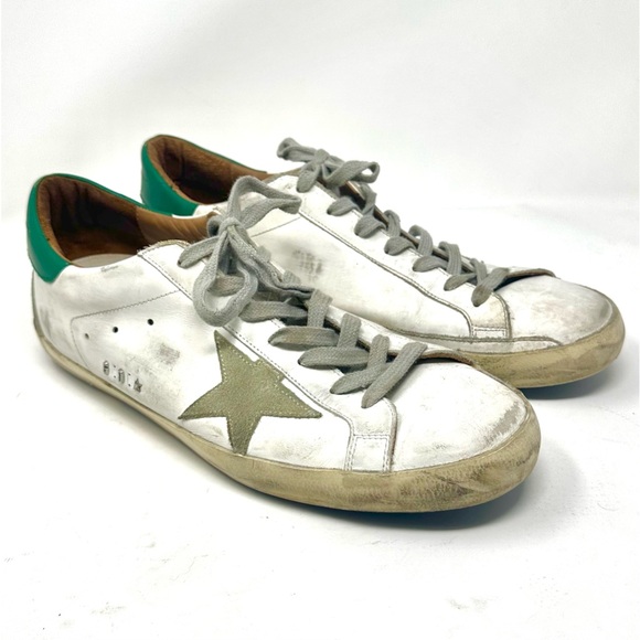 Men's GOLDEN GOOSE GGDB Sneakers Superstar Leather Low White/Green EU 45 / US 12 - Picture 2 of 9